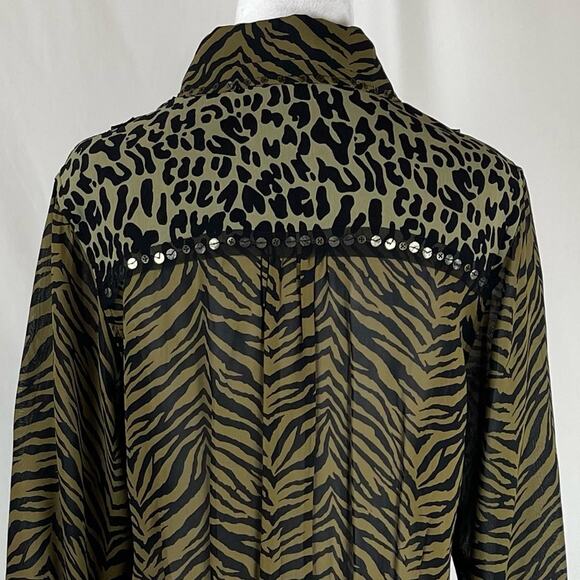 Usindo Sheer Sequined Animal Print Boho Artist Shirt Dress Vintage Size S - Picture 7 of 13